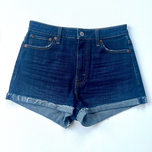 Abercrombie & Fitch Pants - Abercrombie & Fitch High Rise  Blue Denim • Cuffed Raw Hem • Women’s Size 27/4